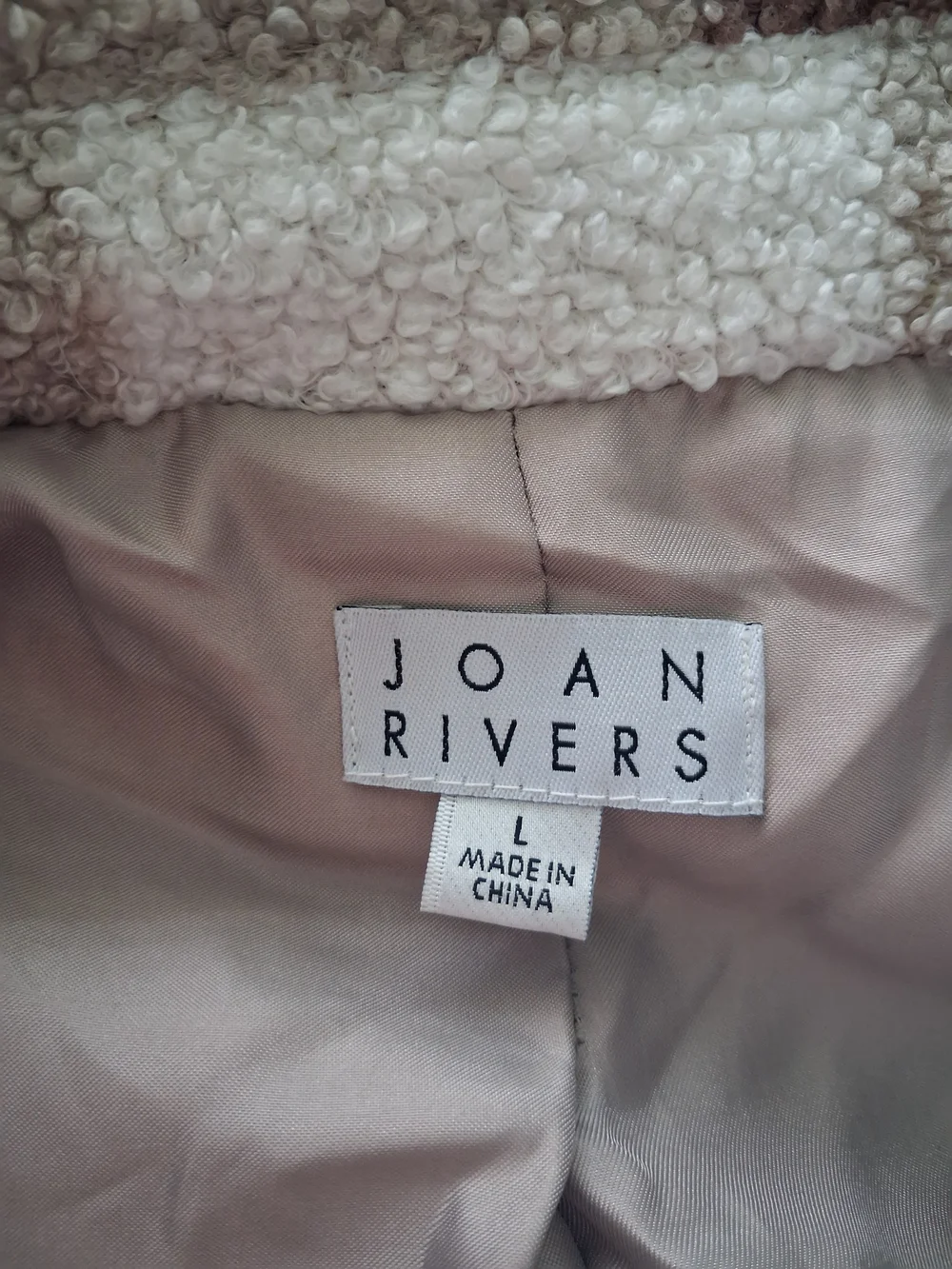 Joan Rivers Cream and Brown Plush Sherpa Blazer
